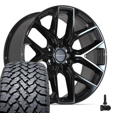 Df17b Black 22x9 Wheels 28545r22 At Tires Tpms Set Fit Ram Nissan Infiniti