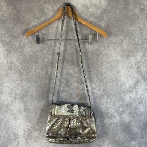 Vintage Nas Tasche Alentino Kunstleder Umhängetasche Metallic Hippie Boho - Bild 4 von 12
