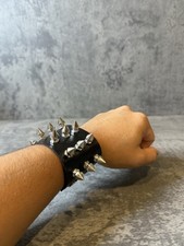 Black Leather Spiked Bracelet Men And Women Unisex Grunge Emo Style