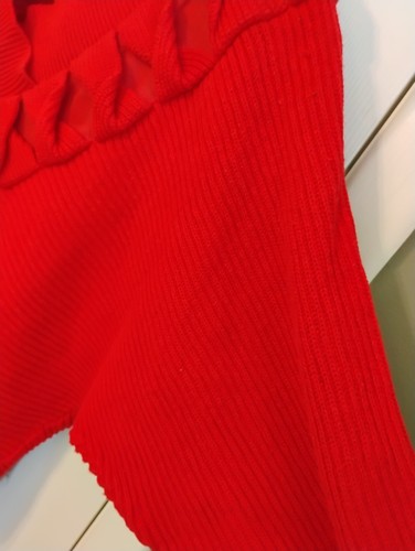 Vintage Spree Intl Womens LG 80s Red Sweater Dolman Loose Quirky Granny Skater - Picture 11 of 24