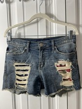 Rock Republic Shorts Womens 4 Blue USA Flag Denim Cut Off Distressed Raw Hem