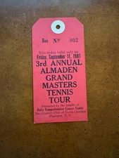 1981 Almaden Grand Masters Tour Tennis Ticket Pinehurst North Carolina 9/11