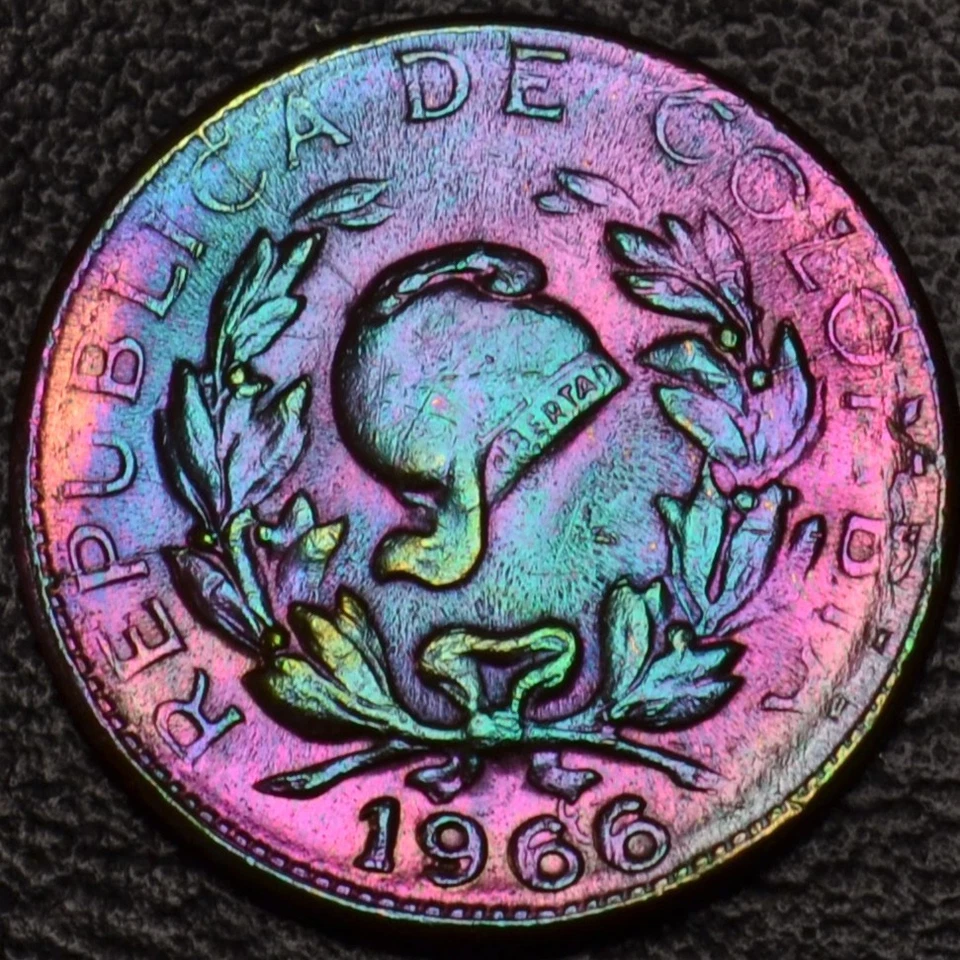 *ERROR* 1966/6 RPD & DIE CRACKS Colombia 1 Centavo BREATHTAKING TONING (51-7) - Image 2 of 4