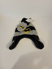 BATMAN KIDS BEANIE HAT GLOVES DC COMICS BATMAN LOGO BLACK CAP NEW