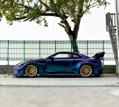 EY CM 1:64 Purple Carbon GT-R R35 LBWK Racing Sports Model Diecast ...