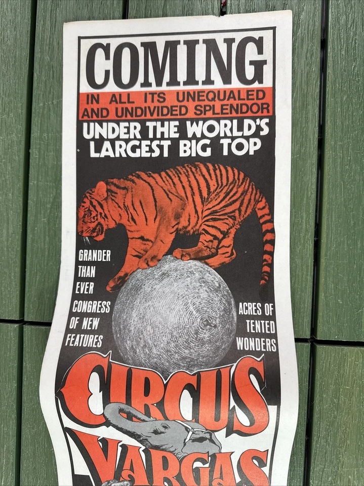 Circus Vargas Tiger ORIGINAL Vintage 1976 Poster 7" By 22" - Image 2 of 4