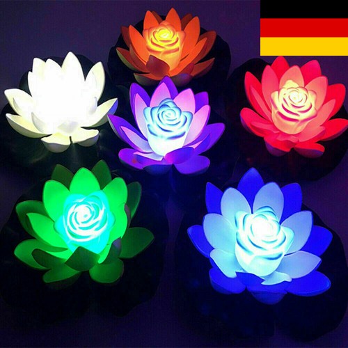 LED Solar Lotusblume Teich Licht Gartenteich Seerose Schwimmende Lotus