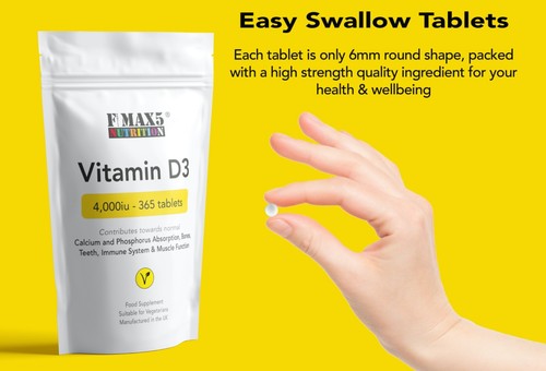 Vitamin D 4000IU Tablets | 365 Vitamin D3 Supplements | High Strength, UK Vit D - Picture 3 of 6