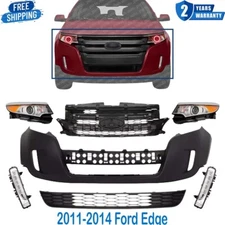 Front Bumper Cover Fascia & Grille Assembly Kit For 2011-2014 Ford Edge