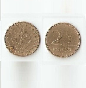 HUNGARY COIN 20 FORINT 1994 COPPER NICKEL ZINC WEIGHT 6.9 DIAMETER 26.3 SP.1.9
