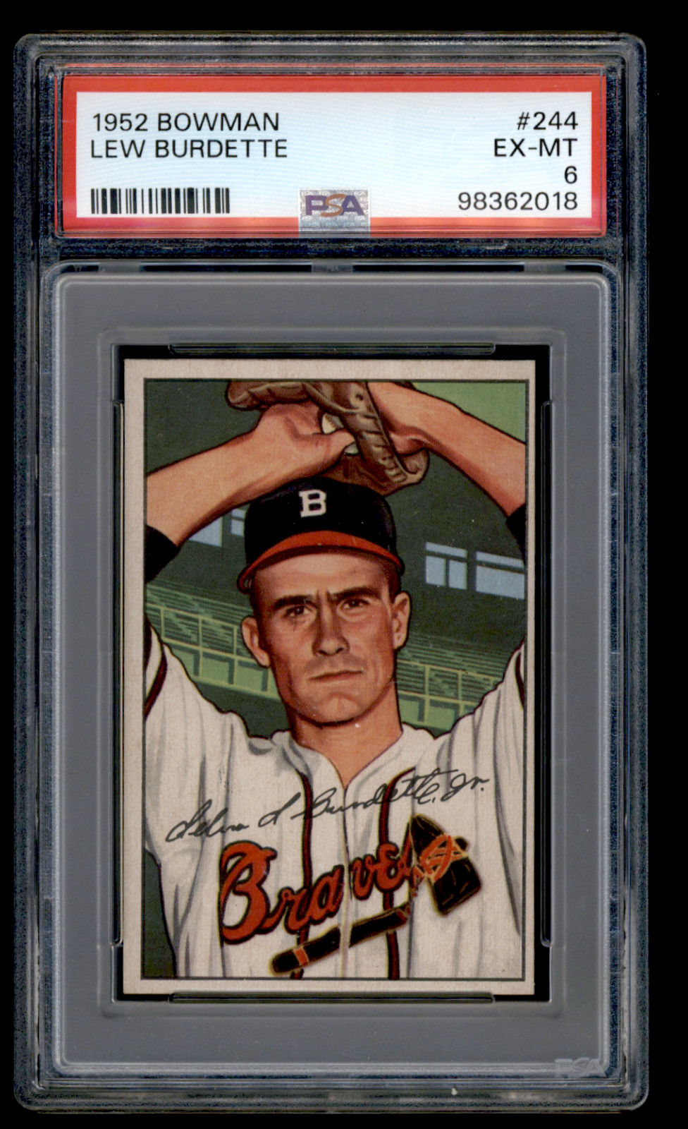 98362018 1952 Bowman #244 Lew Burdette RC Rookie Boston Braves PSA 6 EX-MT