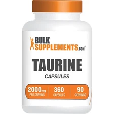 BulkSupplements Taurine Capsules - 2000mg per Serving - 360 Capsules