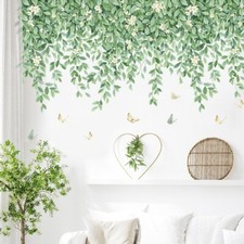 Green Leaves Flower Wall Stickers Butterfly Wall Decals Wall Art Wall Stickers