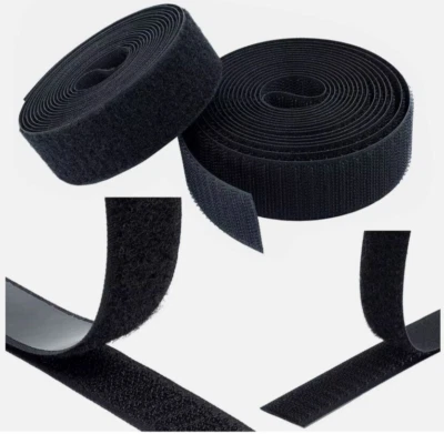 MARKENLOS Klettband zum Aufnähen Klettverschluss Hakenband Flauschband schwarz 100 150 mm