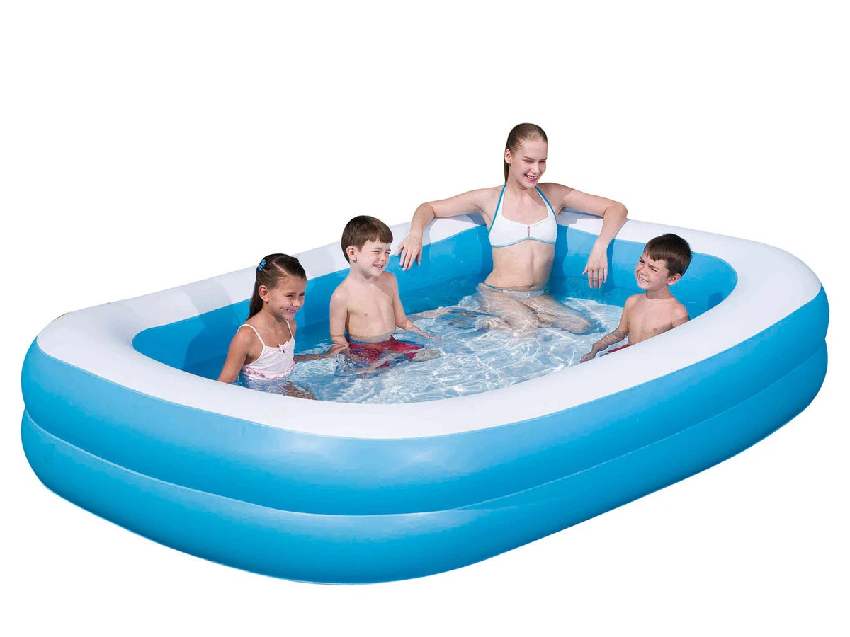Bestway Large Deluxe Rectangular Inflatable Swimming Pool Family Paddling 778L