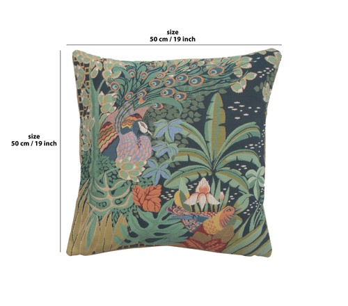 Jungle and Two Birds French Tapestry Cushion Pillow Covers Decor New 19x19 inch - Picture 2 of 6