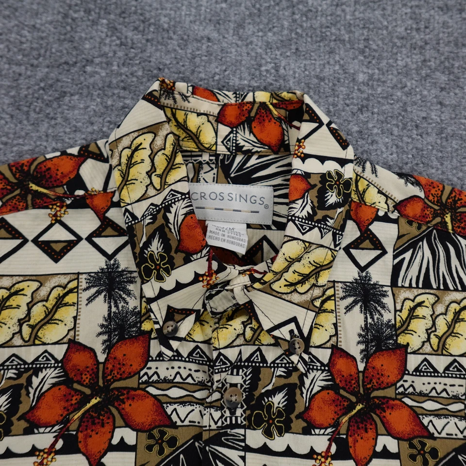 Crossings Shirt Mens M Hawaiian Camp Short Sleeve Button Up Colorful Floral — 第 4/4 张图片