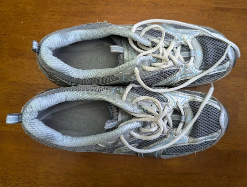 Skechers Shape Ups Size 11 Accelerators Toning Shoe Silver Blue Womens Walking - Image 2 of 4