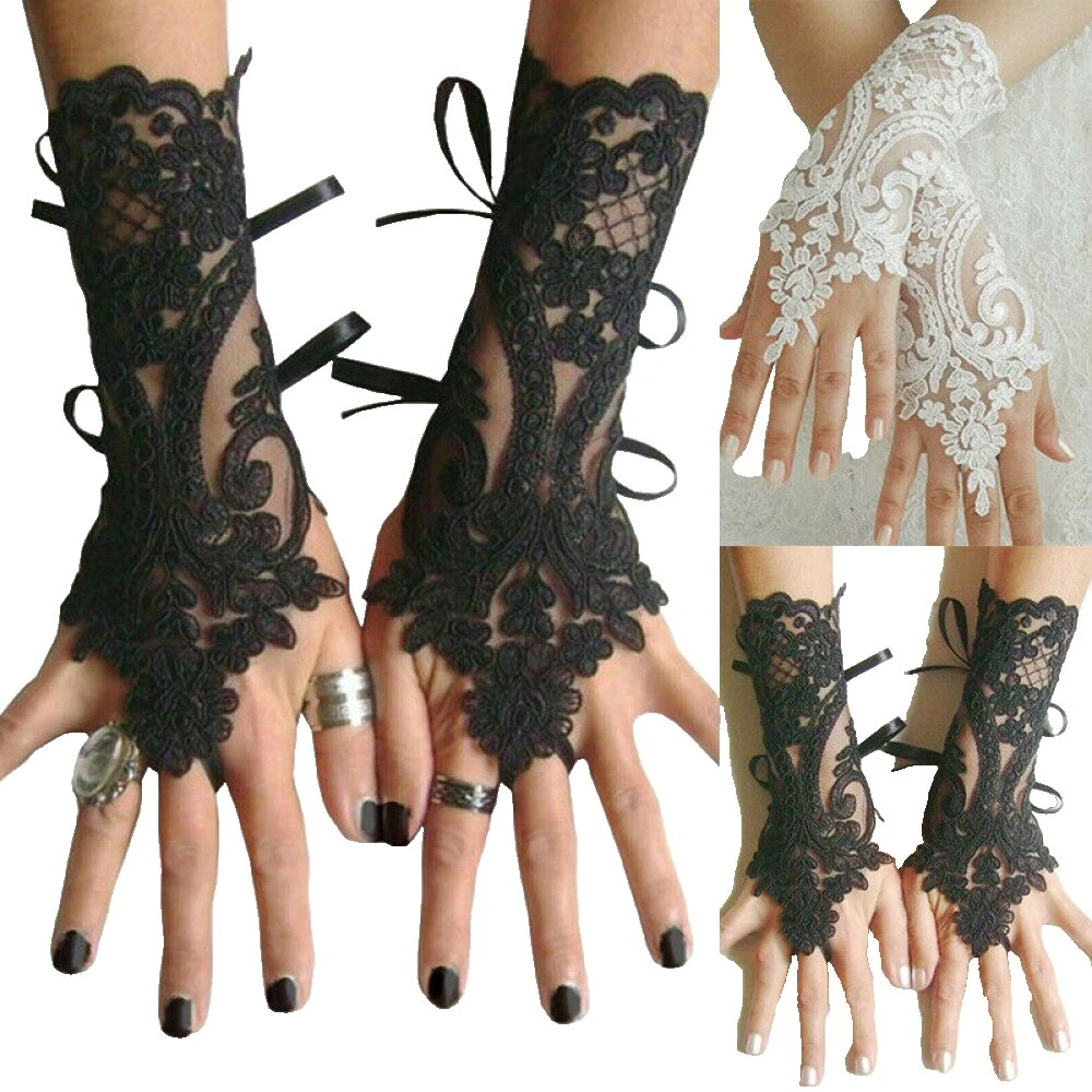 White Guantes y mitones para gótico talla única para Mujer