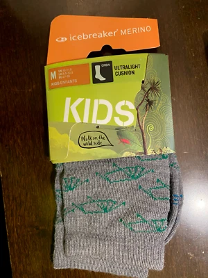 Cool Icebreaker Kids Lifestyle Merino Wool Crew Socks Hiking Camping Size Medium