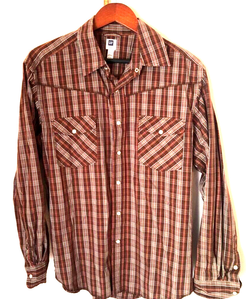 Gap Mens Button Down Shirt Multicolor Plaid Long … - image 1
