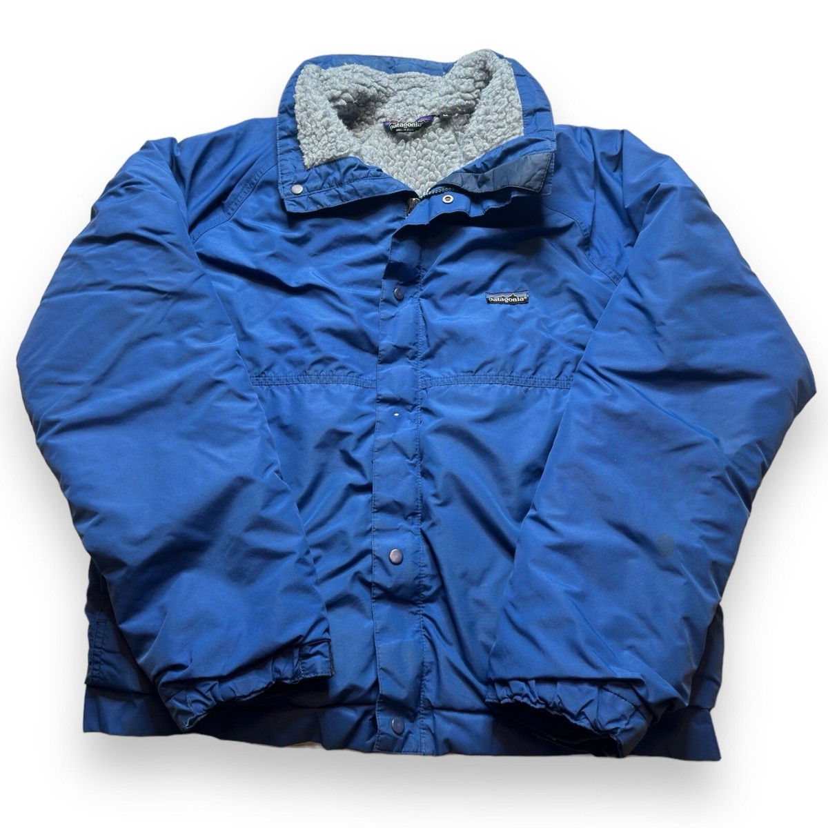 Patagonia 80s Blue Sailing Jacket RARE DEEP PILE Vintage Full Zip