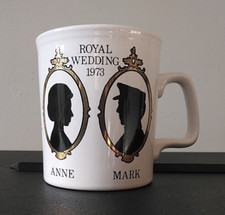 Staffordshire Potteries Mug: Princess Anne & Mark Phillips Royal Wedding 1973