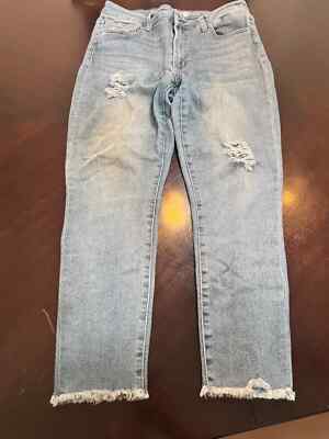 Women Maxstudio Indigo Jeans size 14 light blue small rips
