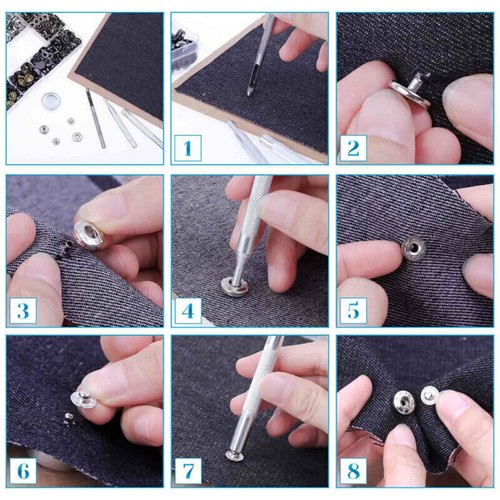 120x Grommets Durable Clothing Metal Eyelets Button Set Installation Tools Kit - Picture 10 of 31