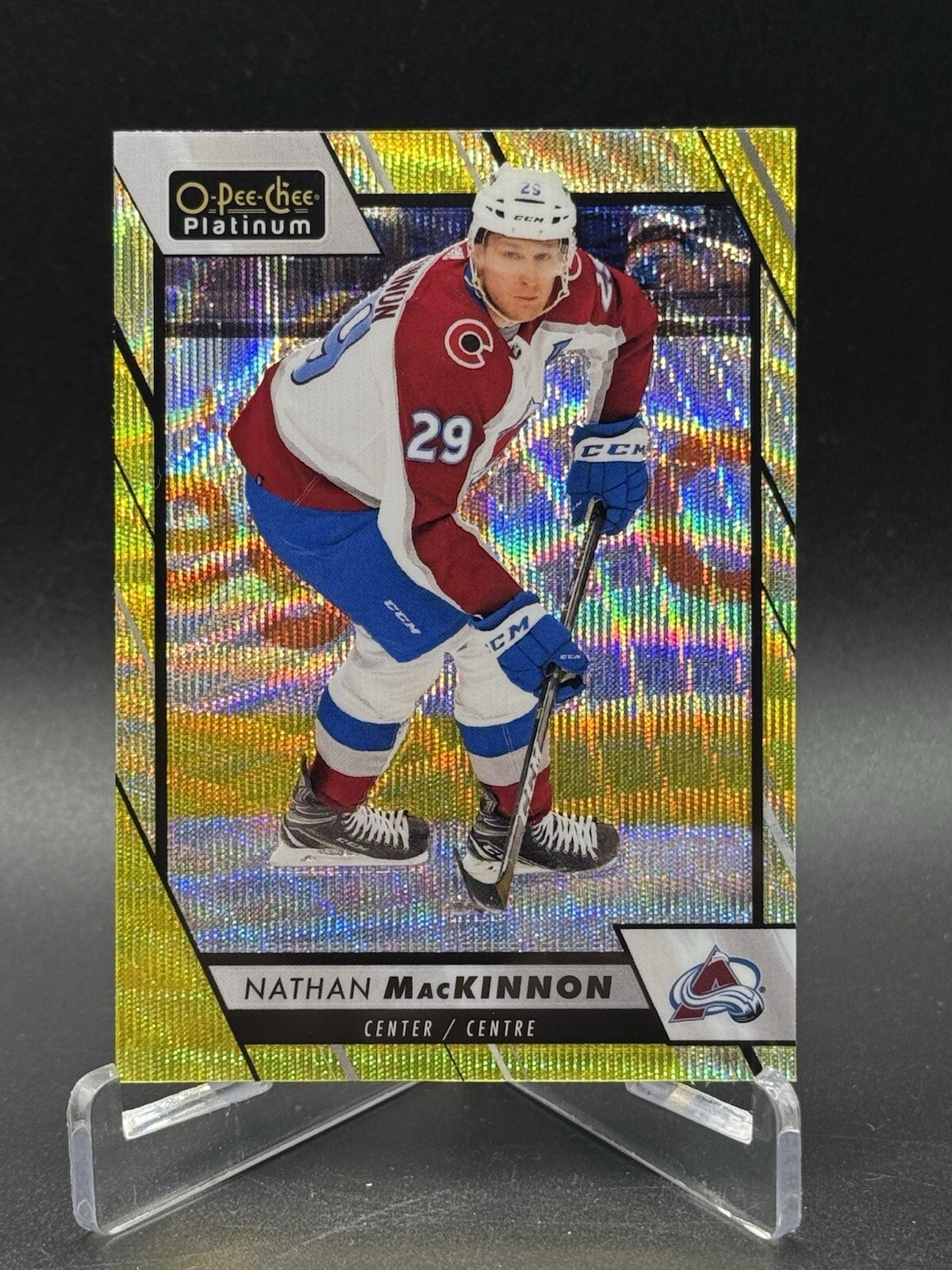 Nathan Mackinnon Yellow Surge Parallel - 2023-24 O-Pee-Chee Platinum Avalanche 