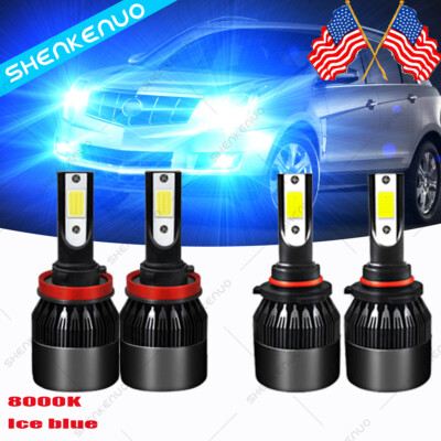 For Cadillac SRX 2010- 2016 C9 8000K Combo LED Headlight Bulbs High/Low Beam Kit