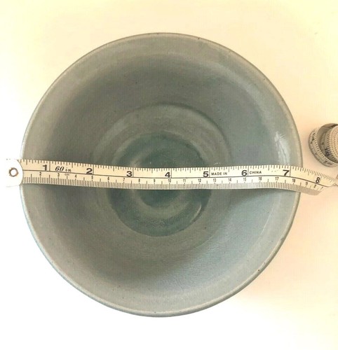Ciotola ceramica artistica fatta a mano blu - verde smalto crepitante firmata 7" x 3" - Foto 6 di 8