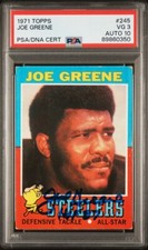 1971 Topps Autographed Joe Greene Rookie Card HOF 87 PSA 3 DNA AUTO 10 #89860350