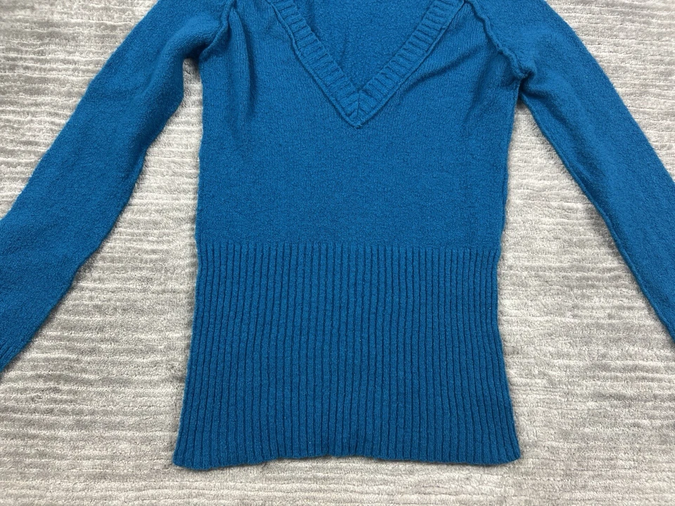 Suéter No Boundaries Juniors Mediano 7/9 Azul Cuello en V Manga Larga Mezcla de Algodón Foto 3 de 4