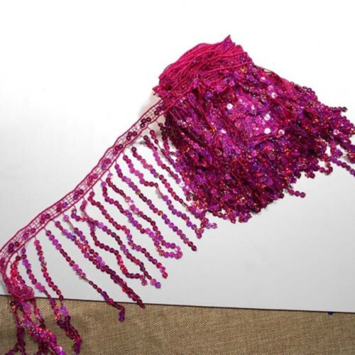 Borde de flecos de borla de encaje lentejuelas de 6,5 yardas para accesorio de ropa de baile latino hágalo usted mismo - Imagen 7 de 37
