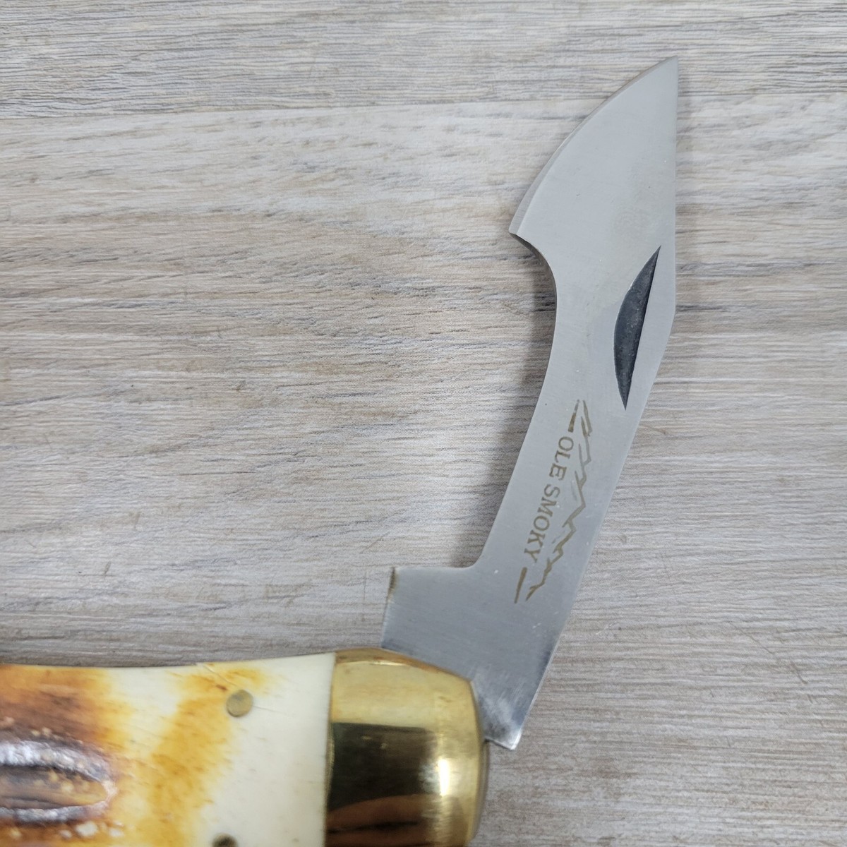 Ole Smoky Lockback Folding Knife 2 Blade Stag Bone Handles Ole Smoky Lockback Folding Knife 2 Blade Stag Bone Handles
