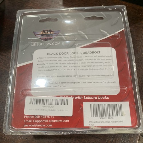 Leisure Locks RV Travel Trailer Entry Door Lock Polar Black Paddle Deadbolt NEW! - Picture 3 of 3