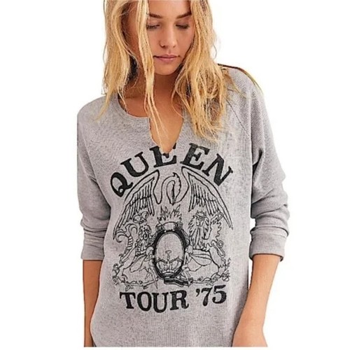 Free People Queen Thermal Daydreamer Long Sleeve Shirt Tour 1975 Small