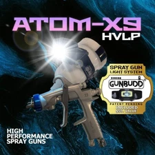 ATOM X9 HVLP Gravity Feed Spray Gun Kit Basecoat Clearcoat WITH FREE GUNBUDD!!
