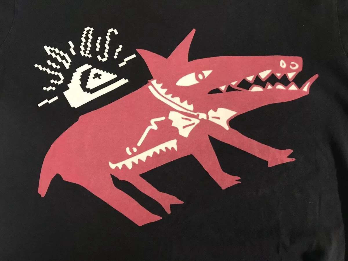 JULIEN DAVID X QUIKSILVER Red Dog Black T Shirt Extra Small XS