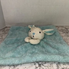 Adorable Bunny Rabbit Lovey 11.5"x11.5"  Blue Security Blanket 2022 DTU Inc