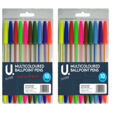 2 x 10er Pack Bunte Kugelschreiber - Einfach Schreiben Schreiben Färben Biro