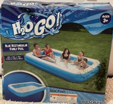H2OGO Bestway Blue Rectangular Inflatable Family Pool Includes Pump - ALL NEW