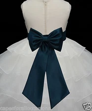 NEW TIE BOW SASH FOR WEDDING PAGEANT FLOWER GIRL DRESS SZ S M L 2 4 6 8 10 12 14