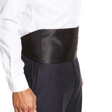 DAVID DONAHUE BLACK SILK SATIN CUMMERBUND OS ADJUSTABLE NWOT