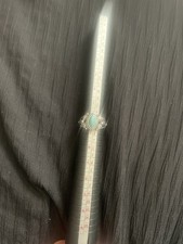 Turquoise Silver Native American Style Oval Bezel Band Ring Size 7.5