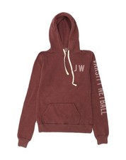 JACK WILLS Womens Graphic Hoodie Jumper UK 10 Small Burgundy Cotton AH05