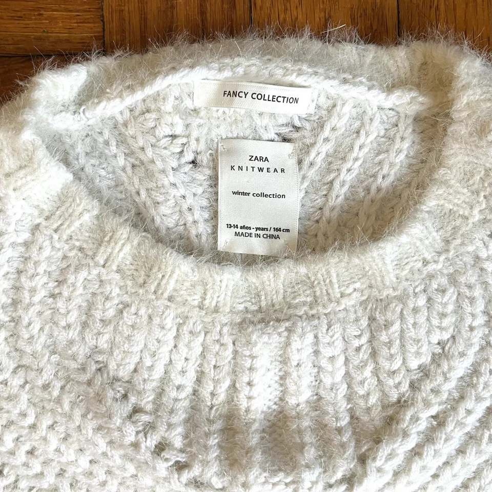 Zara девочек подростков вязаный свитер слоновой кости карнавальный коллекции размер 13-14 праздник подростков - Изображение 3 из 4