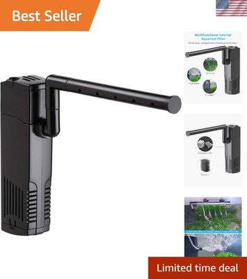 Multi-Function Submersible Aquarium Filter 100 GPH, Ideal for 10-20 Gallon Tanks