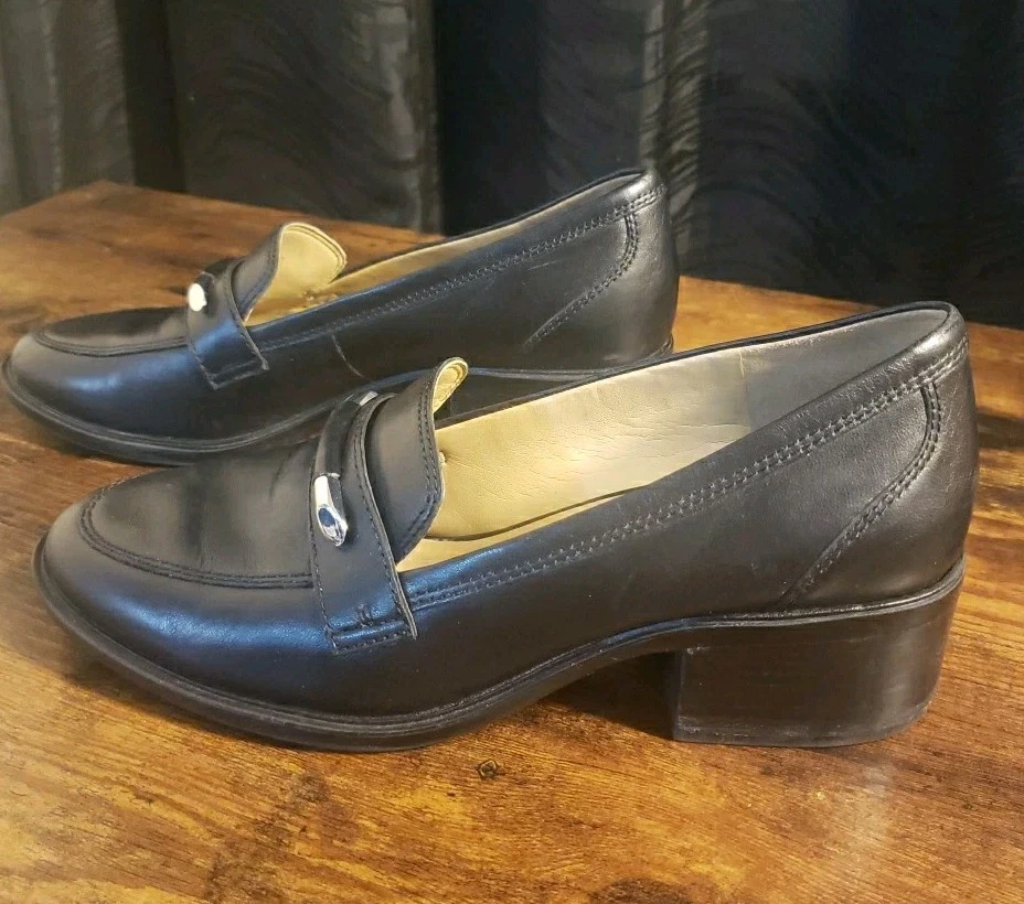 Zapatos de mujer Naturalizer Perla Bit Mocasines talla 8.5 ANCHO Tacón de cuero negro Foto 2 de 4